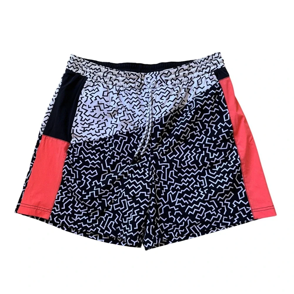 Chubbies Swim Trunks Men Large Black White The Radical 6.5